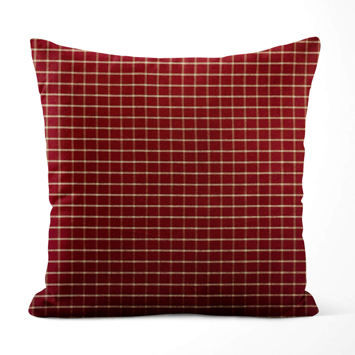 Burgundy & Tan Plaid Pillow Covers – Farmhouse Homespun Cotton