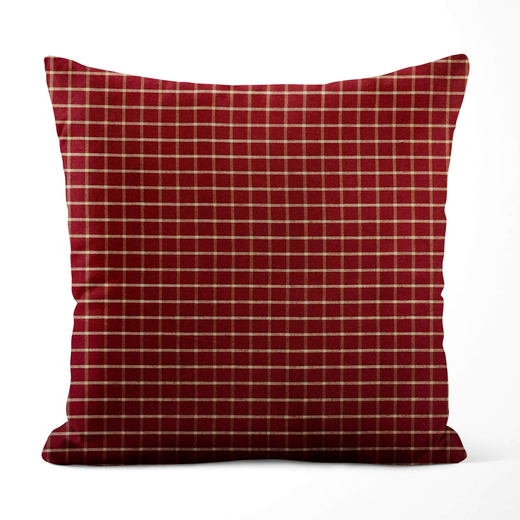 Burgundy & Tan Plaid Pillow Covers – Farmhouse Homespun Cotton