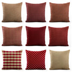 Burgundy Red Plaid and Check Homespun Rustic Country Throw Pillow Covers