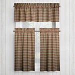 Burgundy Red and Tan Homespun Curtains – Rustic Farmhouse Plaid