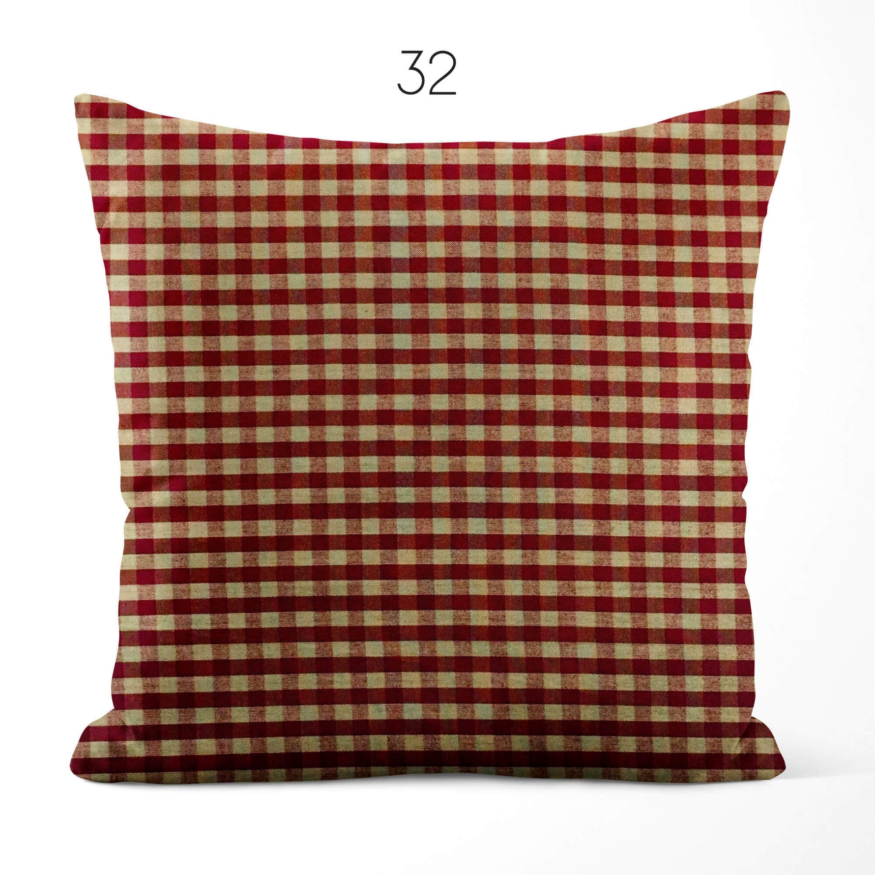 Burgundy Red Plaid and Check Homespun Rustic Country Throw Pillow Covers