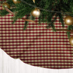 Burgundy Red Plaid and Checkered Homespun Country Christmas Tree Skirts