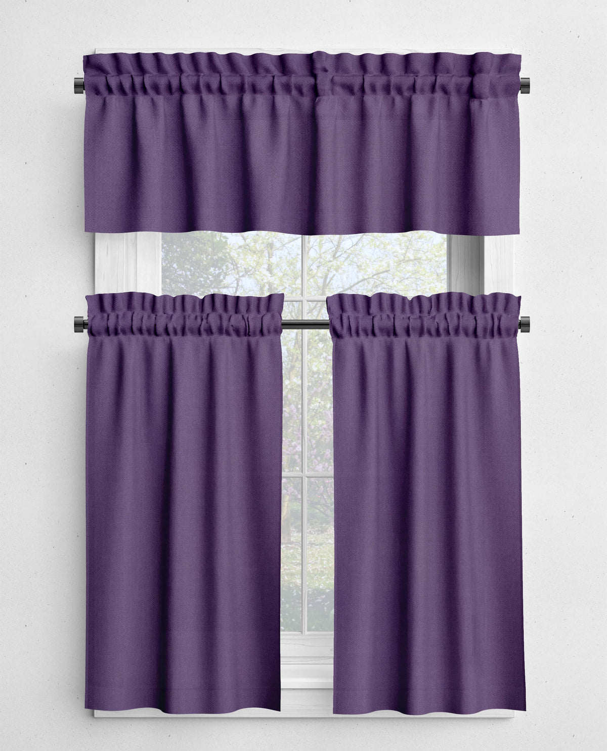 Dark Purple Valances and Cafe Curtains - Concord, Amethyst, and Prune