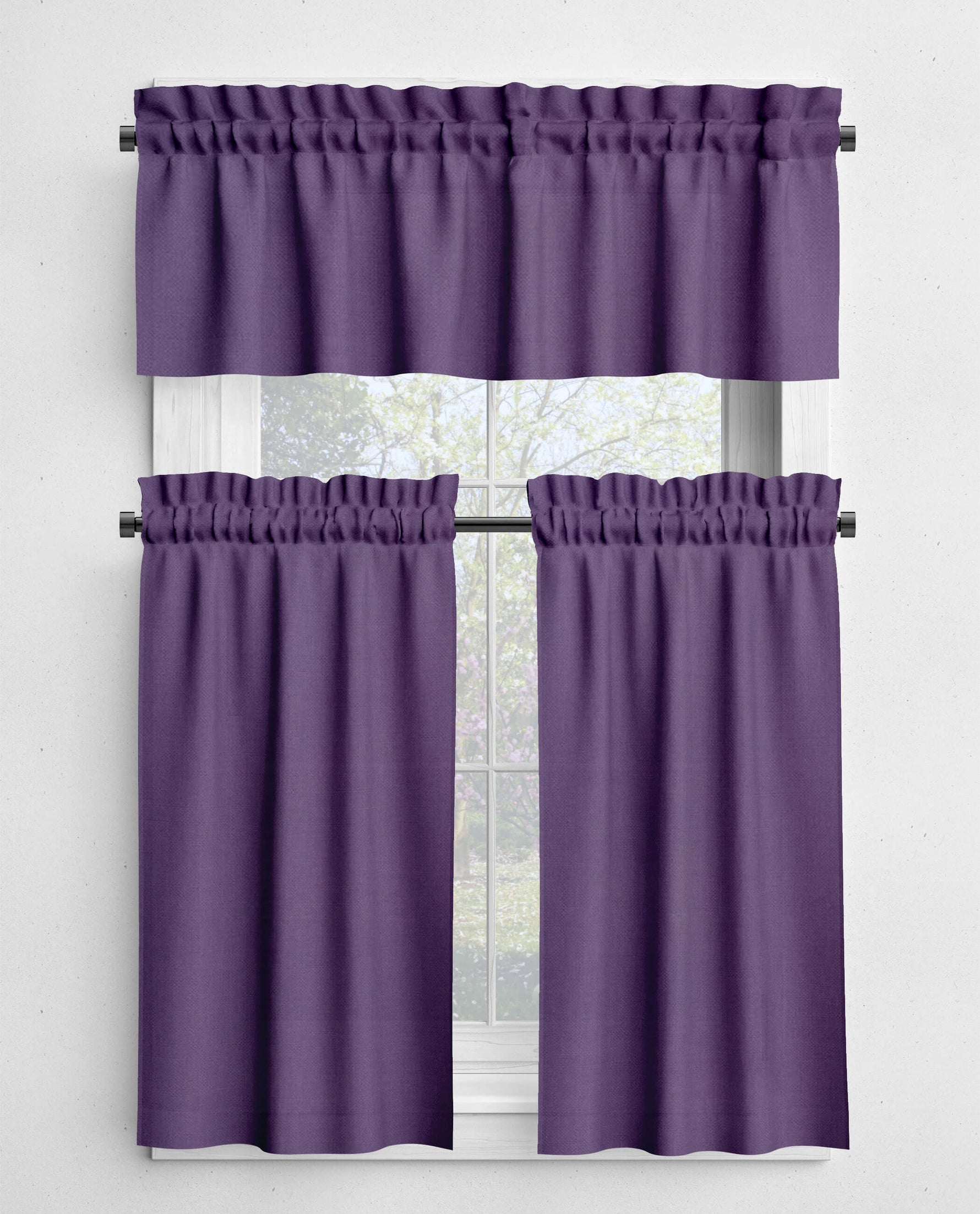 Dark Purple Valances and Cafe Curtains - Concord, Amethyst, and Prune