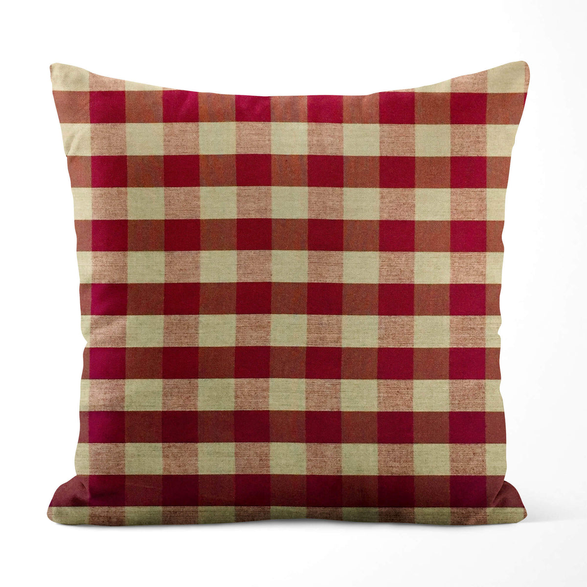 Burgundy & Tan Plaid Pillow Covers – Farmhouse Homespun Cotton