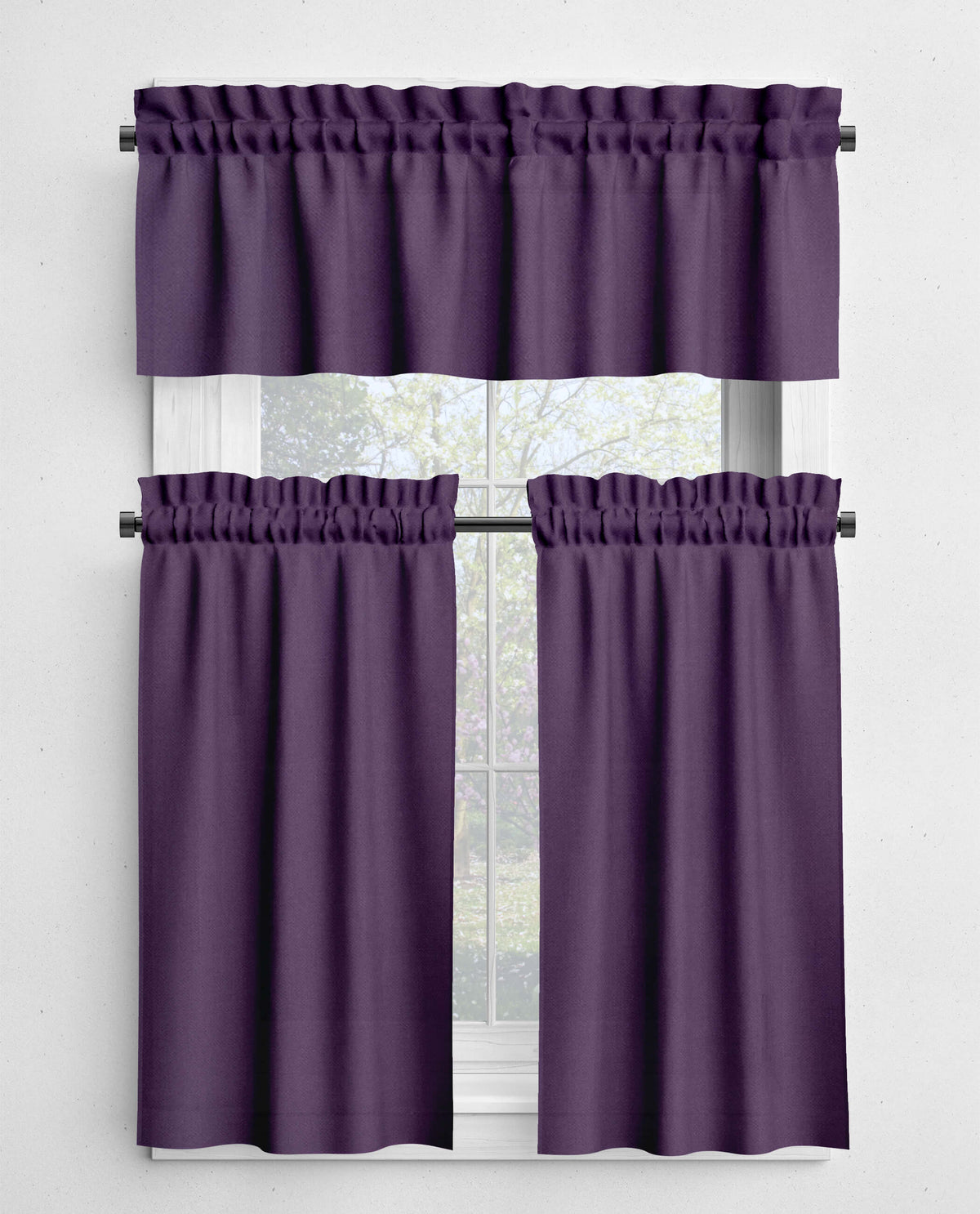 Dark Purple Valances and Cafe Curtains - Concord, Amethyst, and Prune