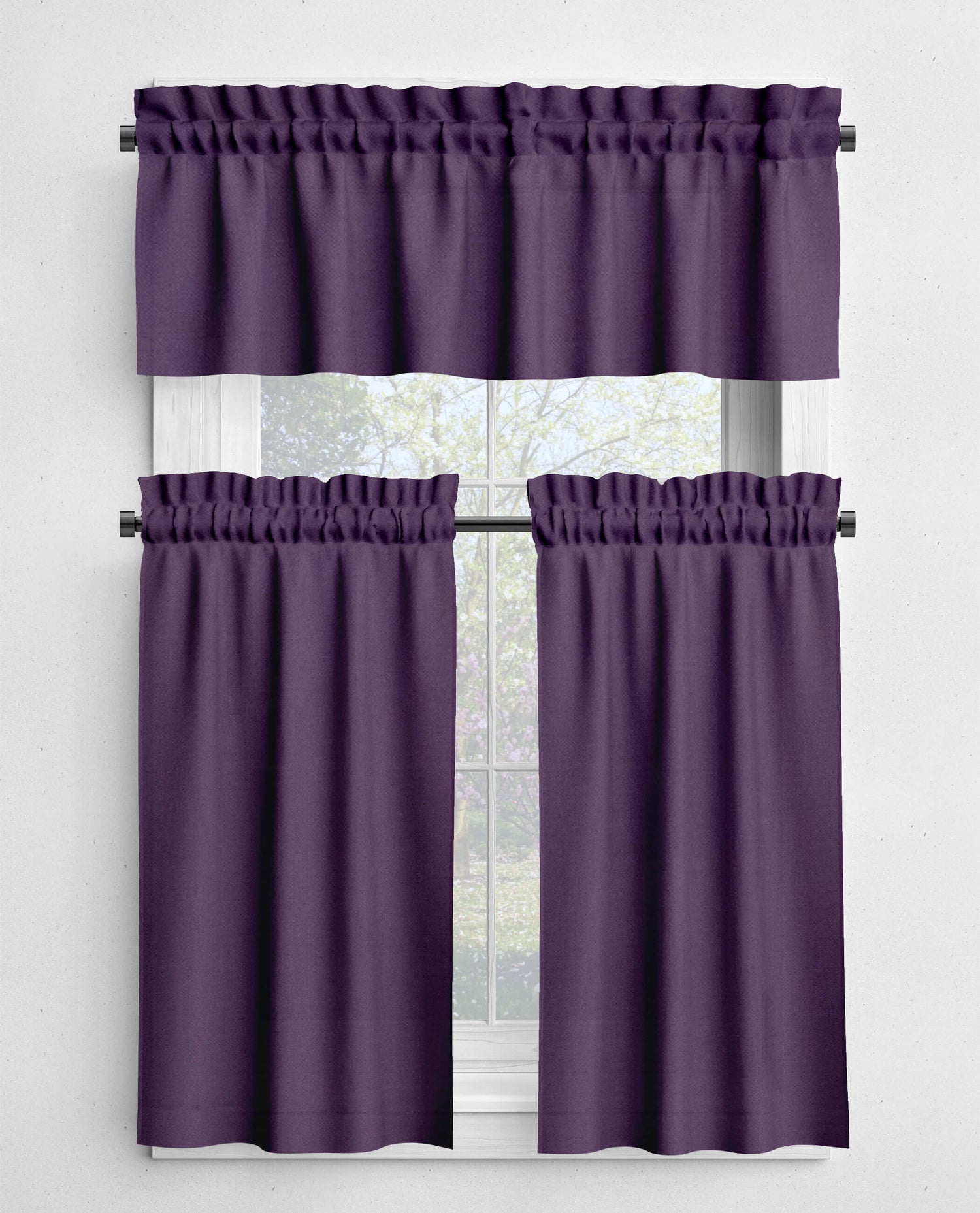 Dark Purple Valances and Cafe Curtains - Concord, Amethyst, and Prune