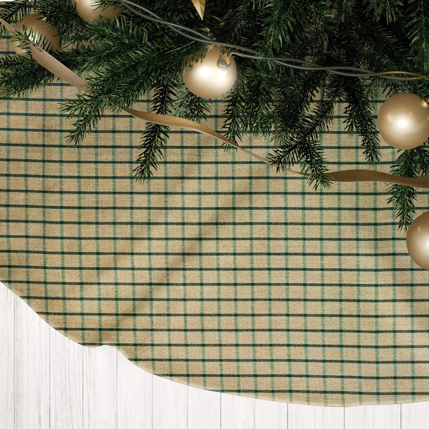 Green & Tan Plaid Tree Skirts – Farmhouse Christmas