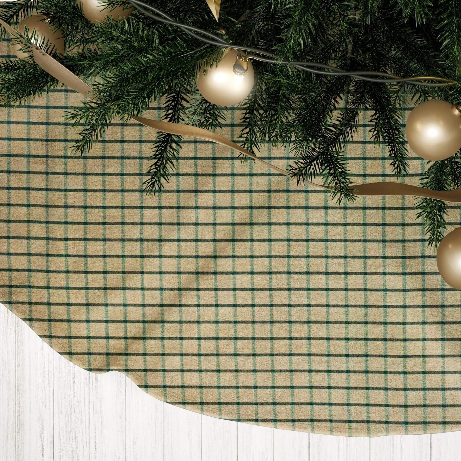 Green & Tan Plaid Tree Skirts – Farmhouse Christmas