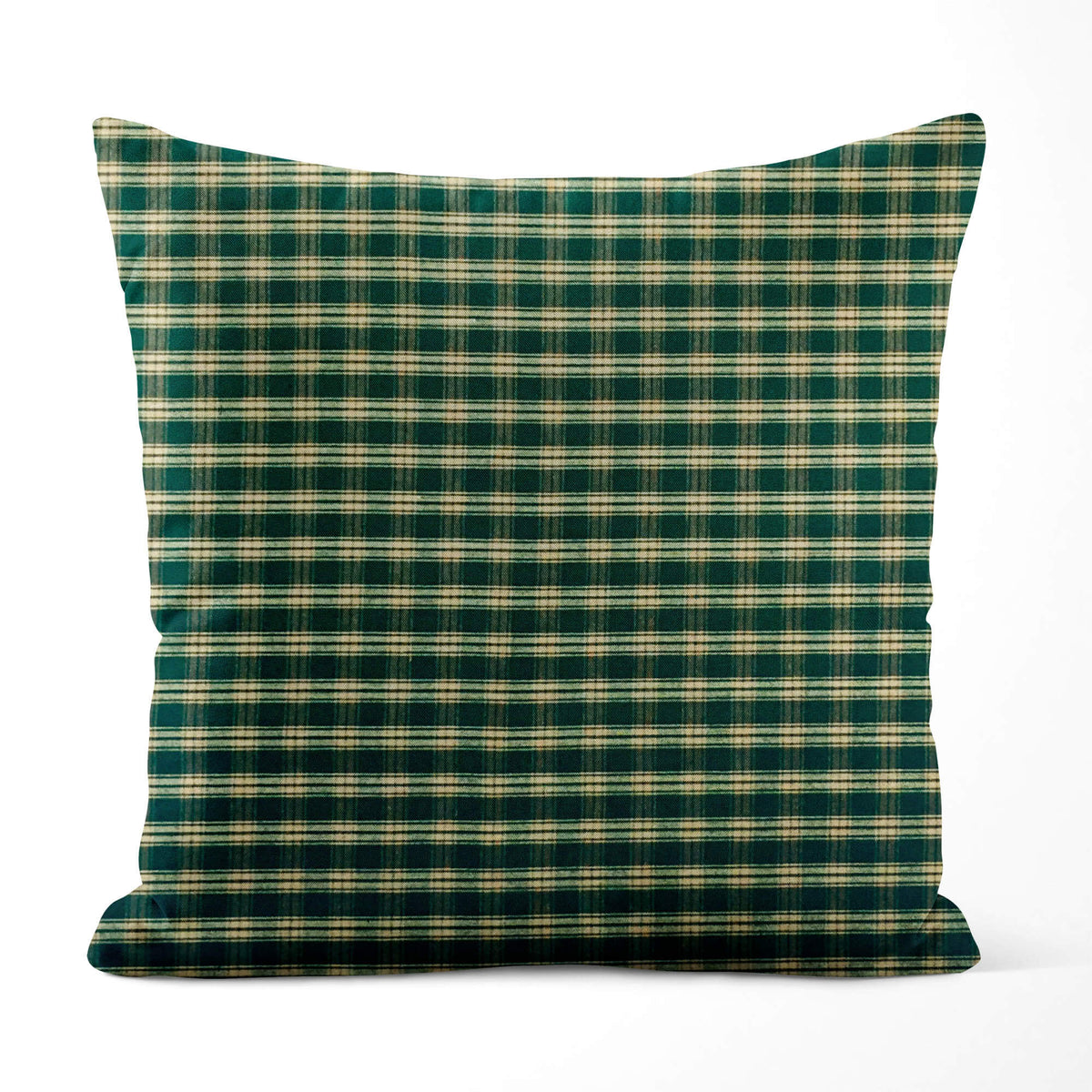 Green & Tan Plaid Pillow Covers and Euro Shams – Rustic Farmhouse Style