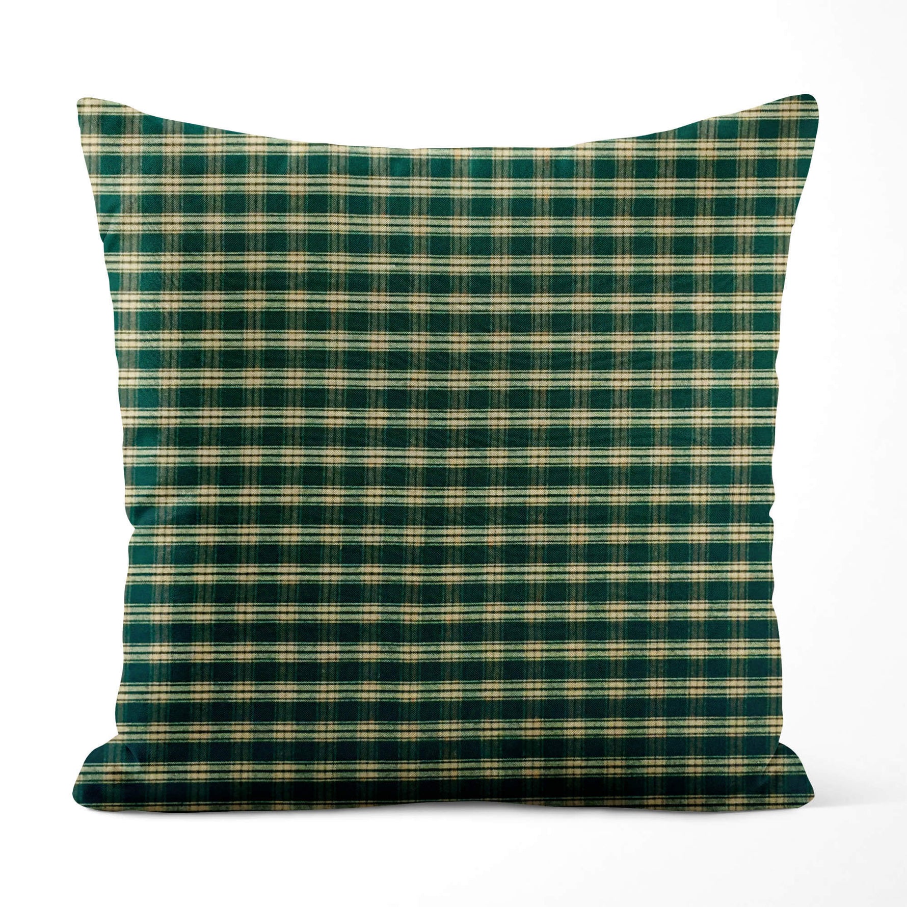 Green & Tan Plaid Pillow Covers and Euro Shams – Rustic Farmhouse Style