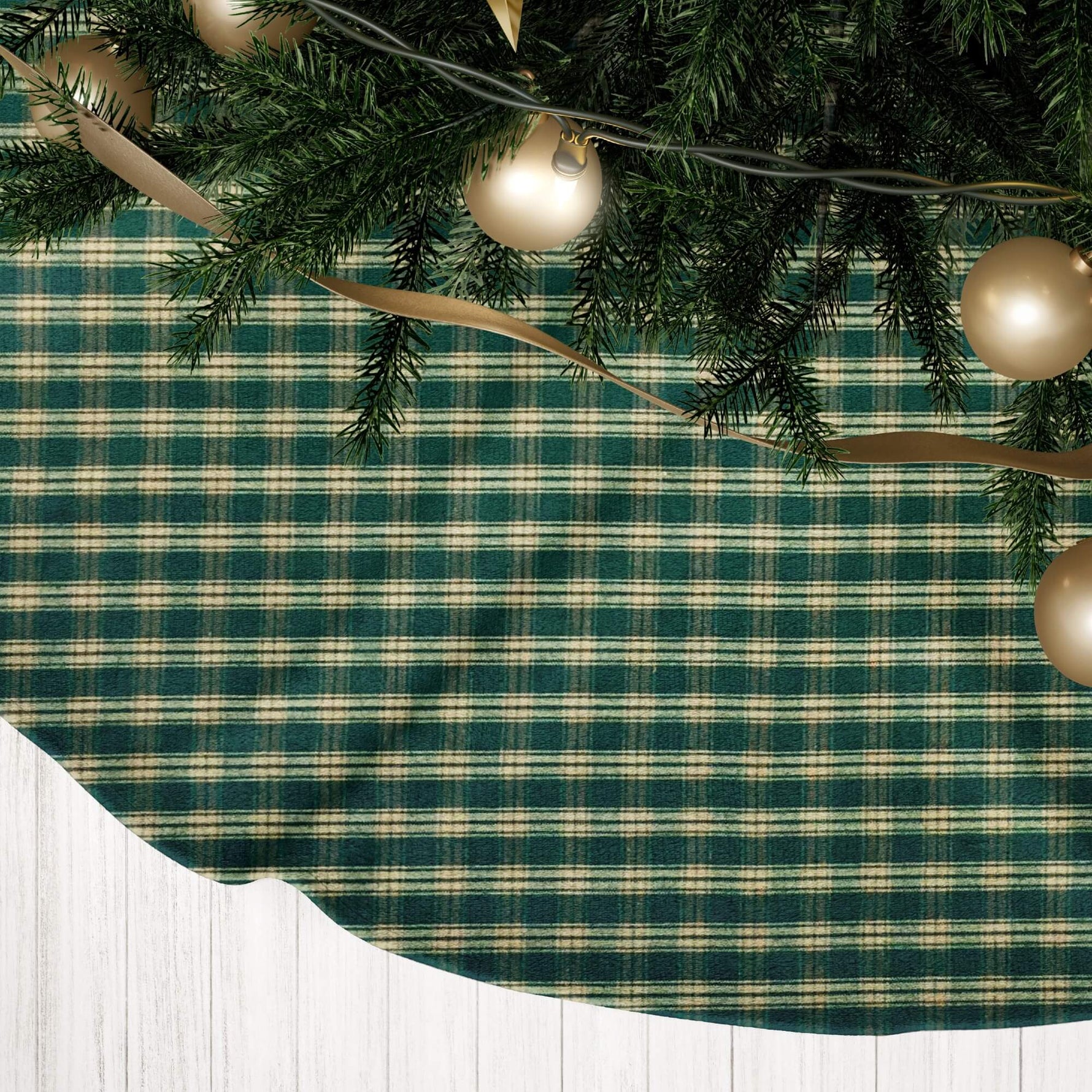 Green & Tan Plaid Tree Skirts – Farmhouse Christmas