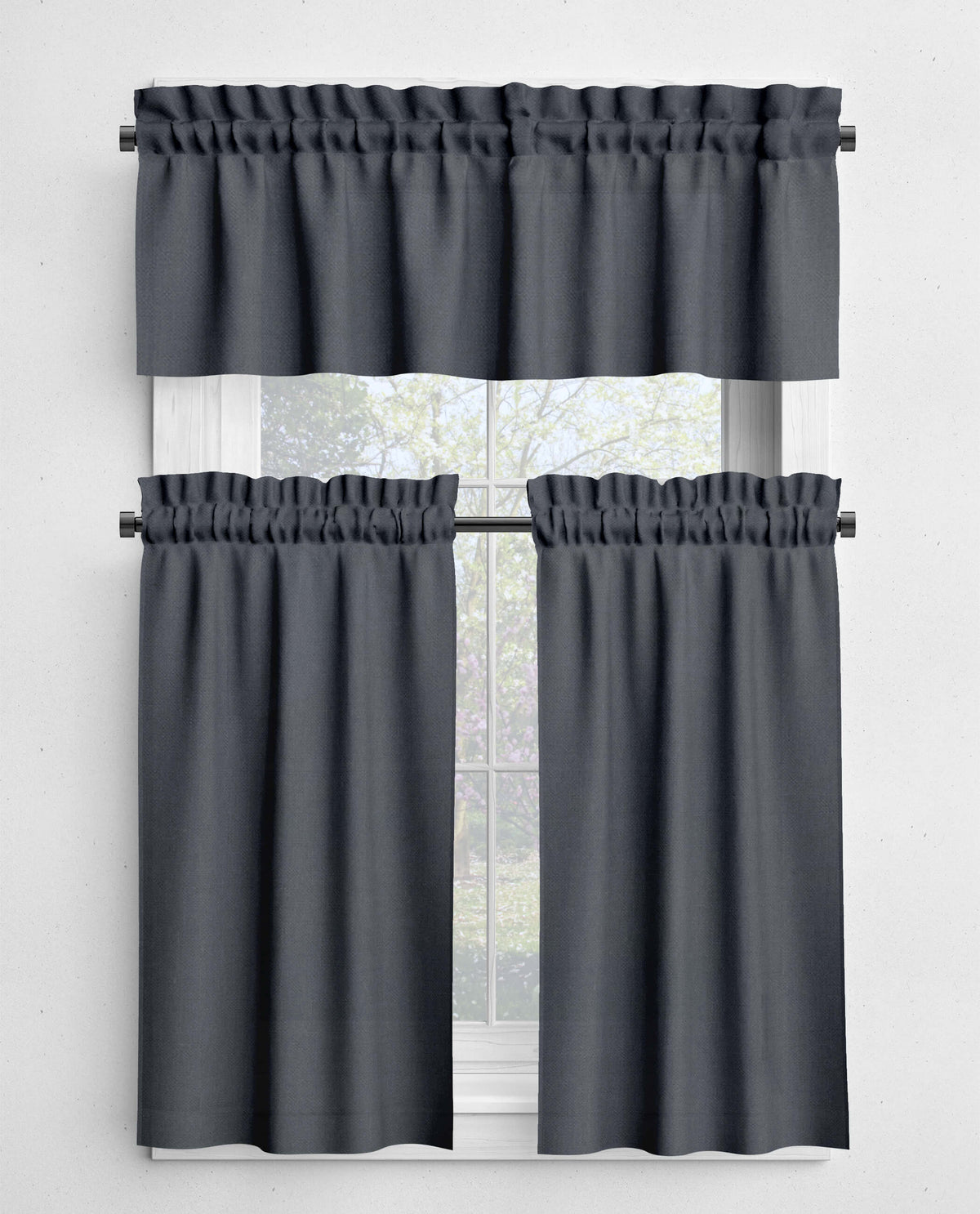 Gray and Black Valances and Cafe Curtains - Stone, Slate, Charcoal