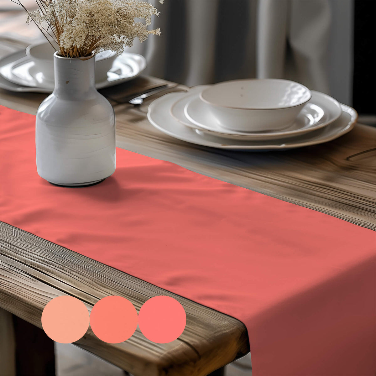 Peach, Coral, and Salmon Table Runners and Placemats