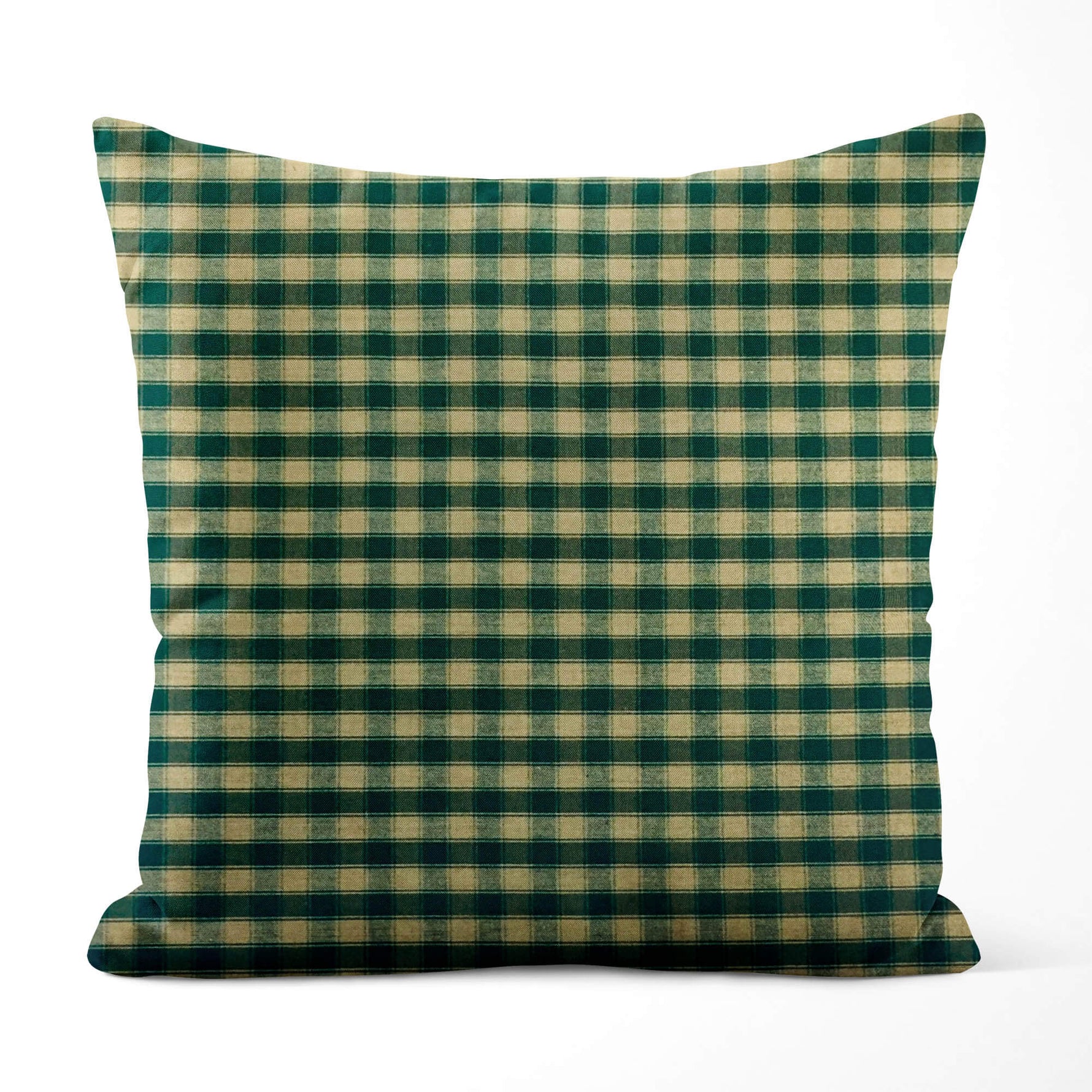 Green & Tan Plaid Pillow Covers and Euro Shams – Rustic Farmhouse Style