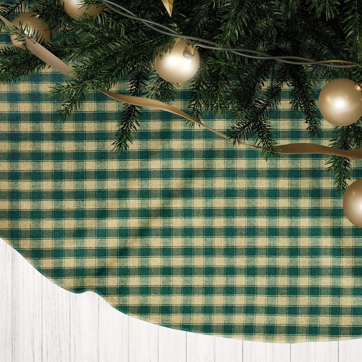Green & Tan Plaid Tree Skirts – Farmhouse Christmas