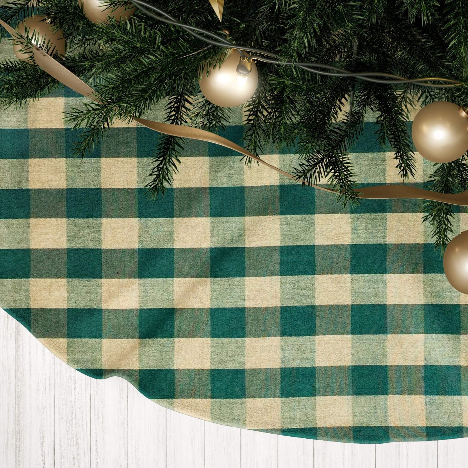 Green & Tan Buffalo Check Tree Skirts – Farmhouse Christmas