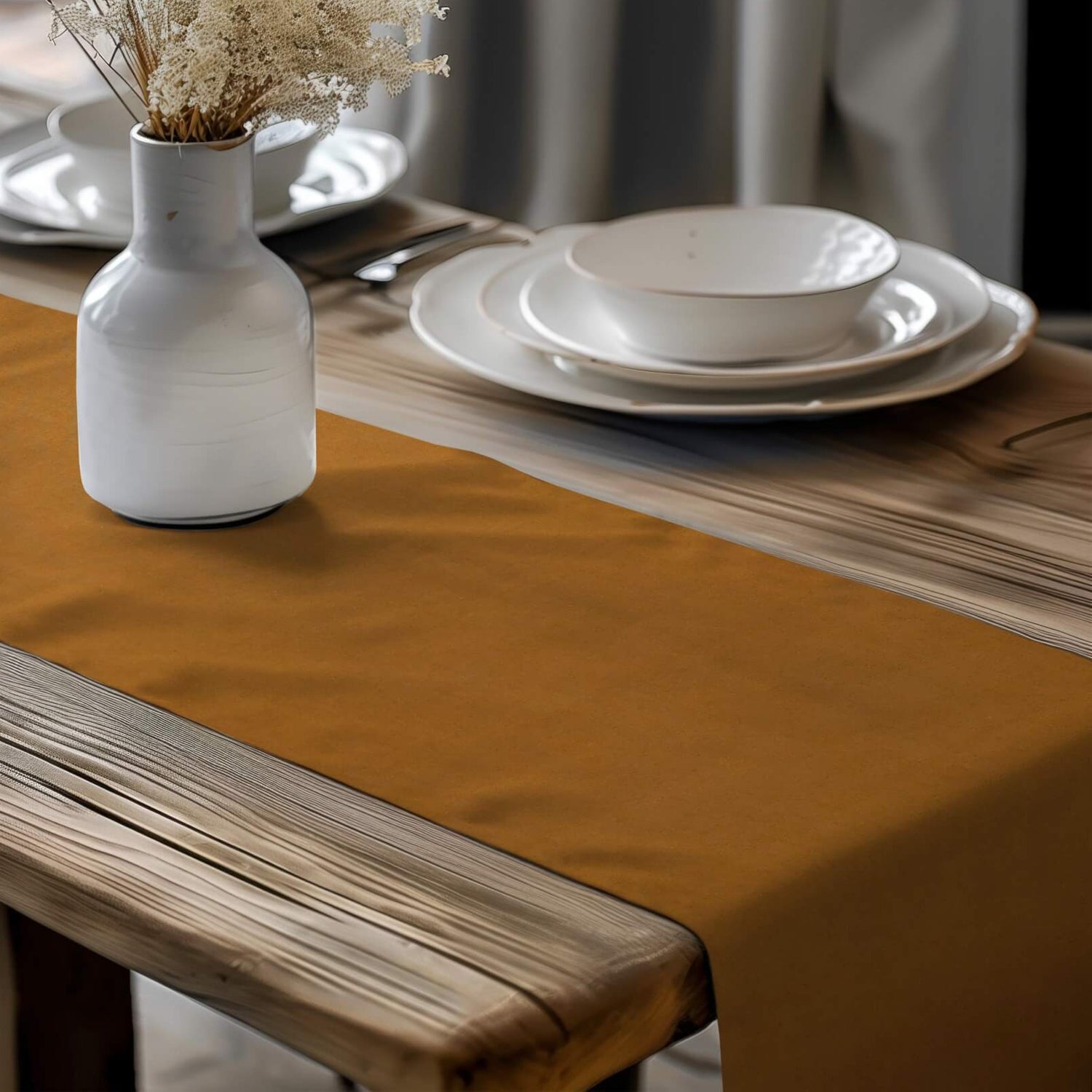 Solid Mustard Gold Homespun Table Runners - h5000