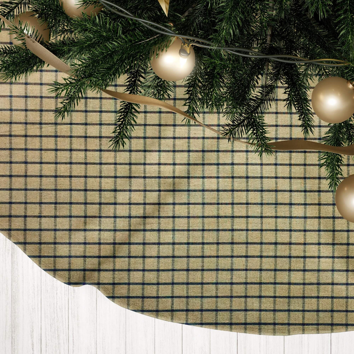 Black & Tan Plaid Christmas Tree Skirts – Primitive Farmhouse Style