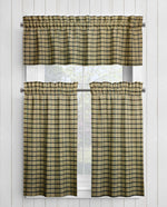 Black and Tan Homespun Curtains – Rustic Plaid Farmhouse
