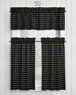 Black windowpane plaid Homespun Valances and Cafe Curtains