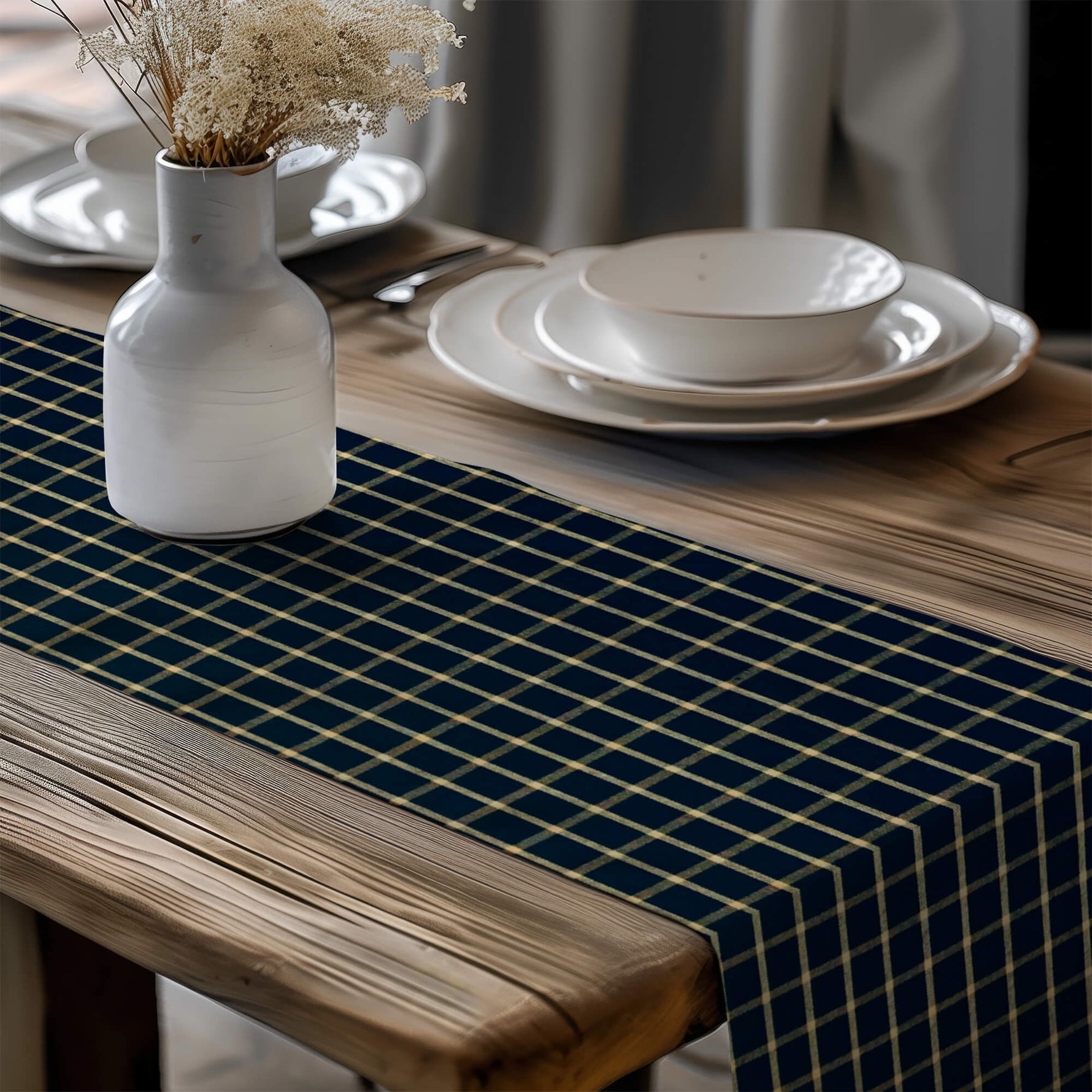 Black Plaid Table Runners – Primitive Farmhouse Style