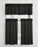 Black and Tan Homespun Curtains – Rustic Plaid Farmhouse