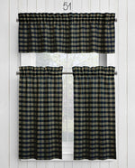Black and tan catawba plaid Homespun Valances and Cafe Curtains