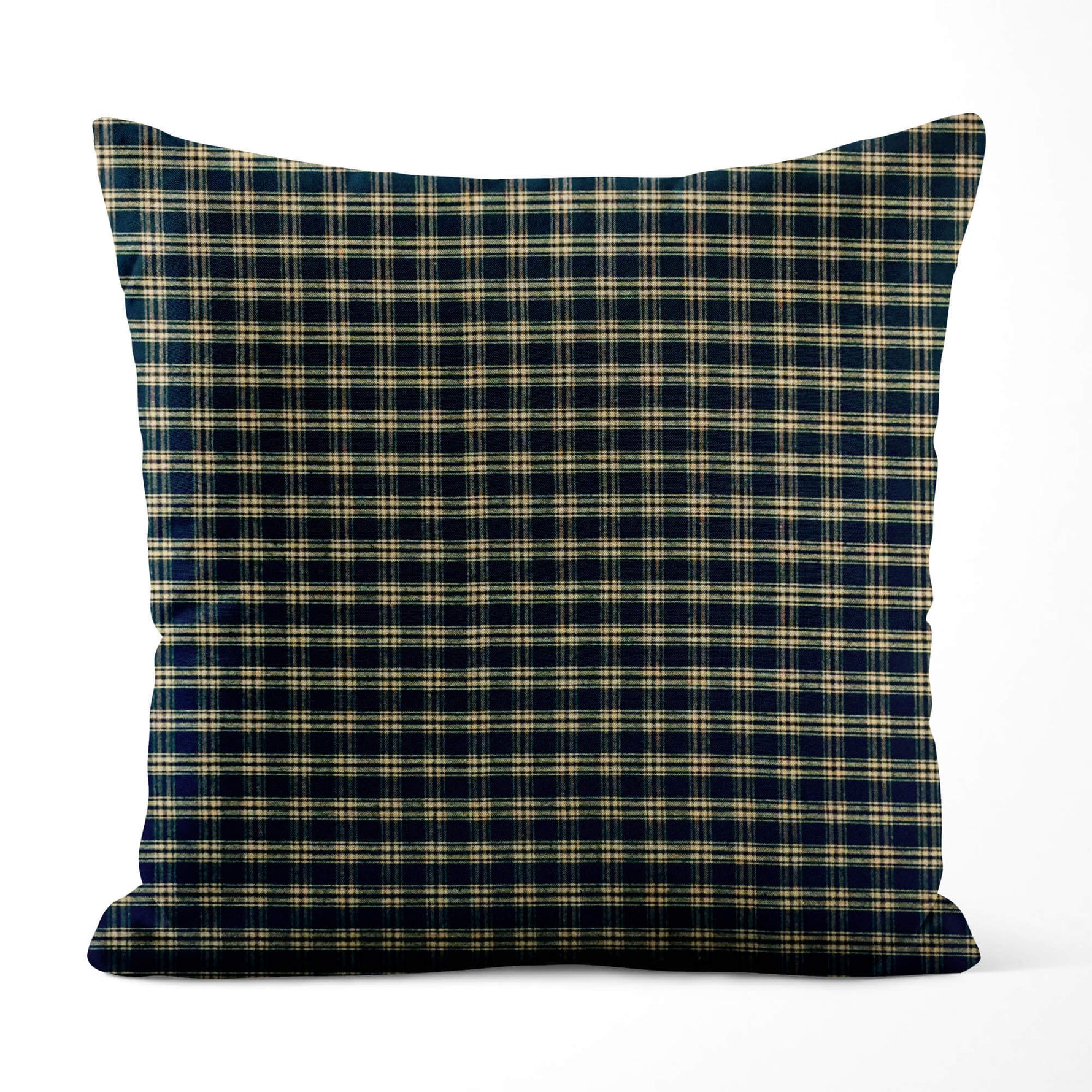 Primitive Country Pillow Covers and Euro Shams – Black & Tan Plaid