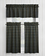 Black and Tan Homespun Curtains – Rustic Plaid Farmhouse
