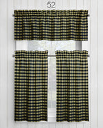Black and tan Check Homespun Valances and Cafe Curtains