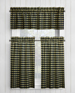 Black and Tan Homespun Curtains – Rustic Plaid Farmhouse Checkered