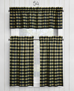Blackand tan house check Plaid Homespun Valances and Cafe Curtains