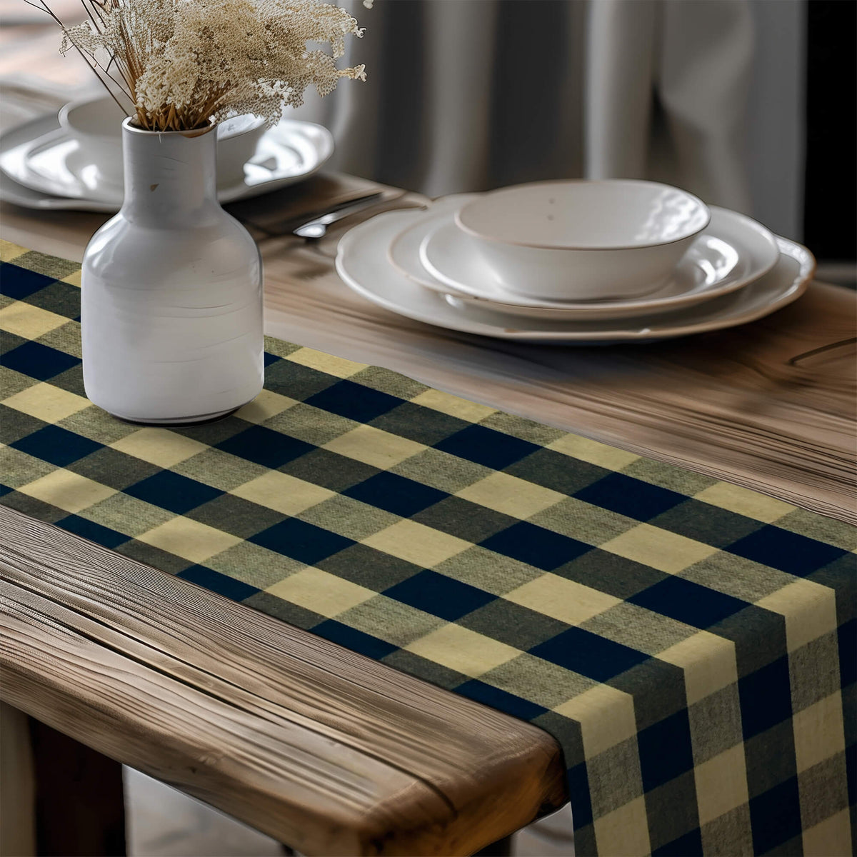 Black Plaid Table Runners – Primitive Farmhouse Style buffalo check