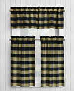 Black and Tan Homespun Curtains – Rustic Plaid Farmhouse buffalo check