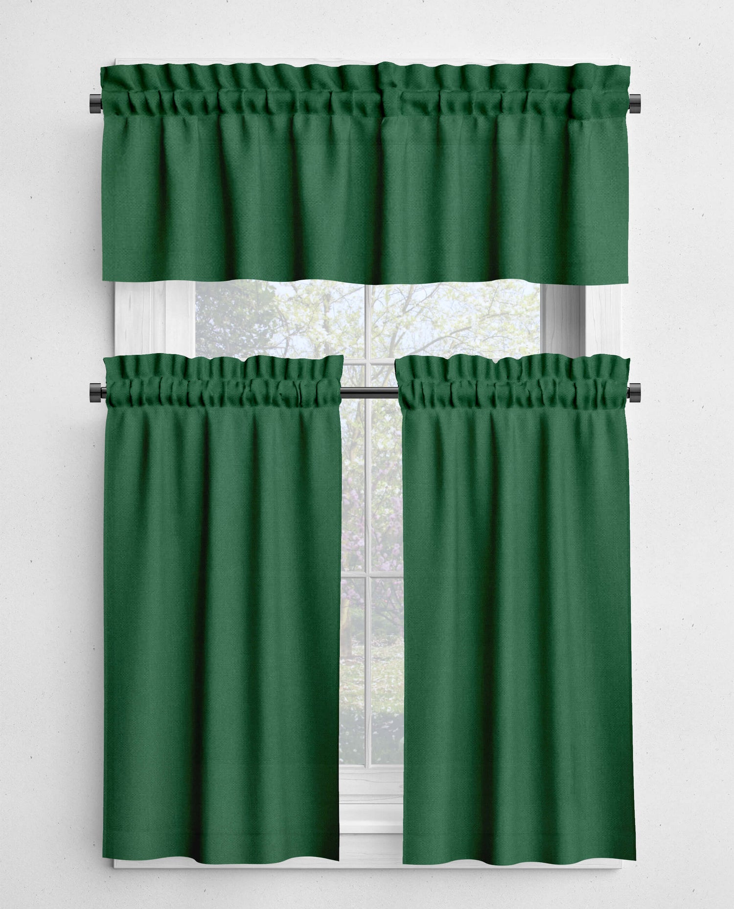 Vibrant Green Valances and Cafe Curtains - Custom Sizes