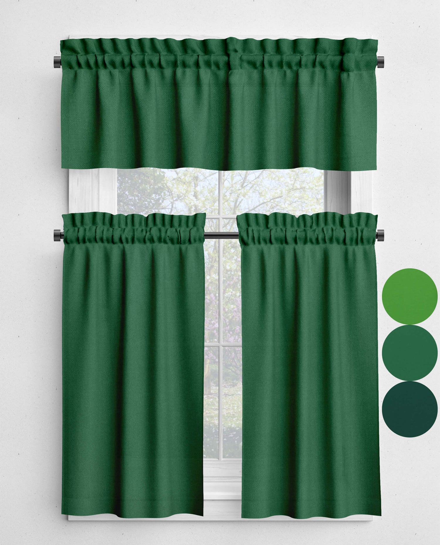 Vibrant Green Valances and Cafe Curtains - Custom Sizes