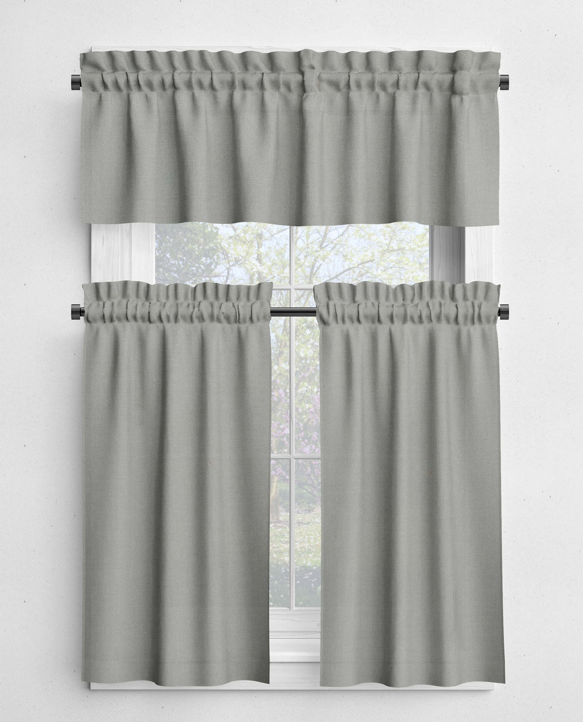 Gray and Black Valances and Cafe Curtains - Stone, Slate, Charcoal