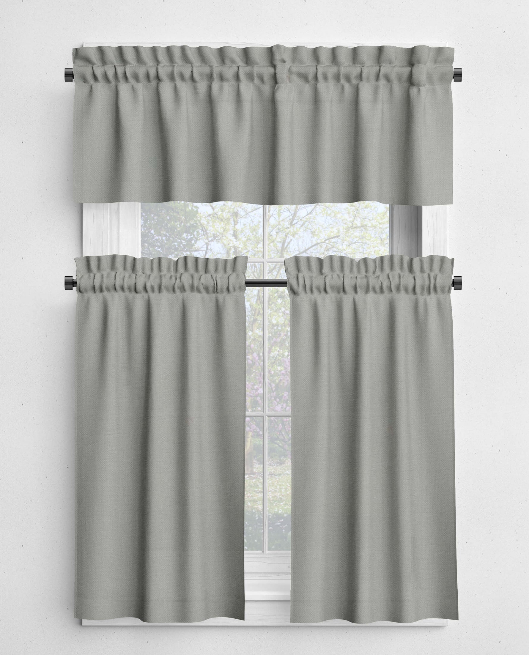 Gray and Black Valances and Cafe Curtains - Stone, Slate, Charcoal