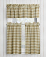 Cream and Beige Homespun Curtains – Rustic Plaid Farmhouse