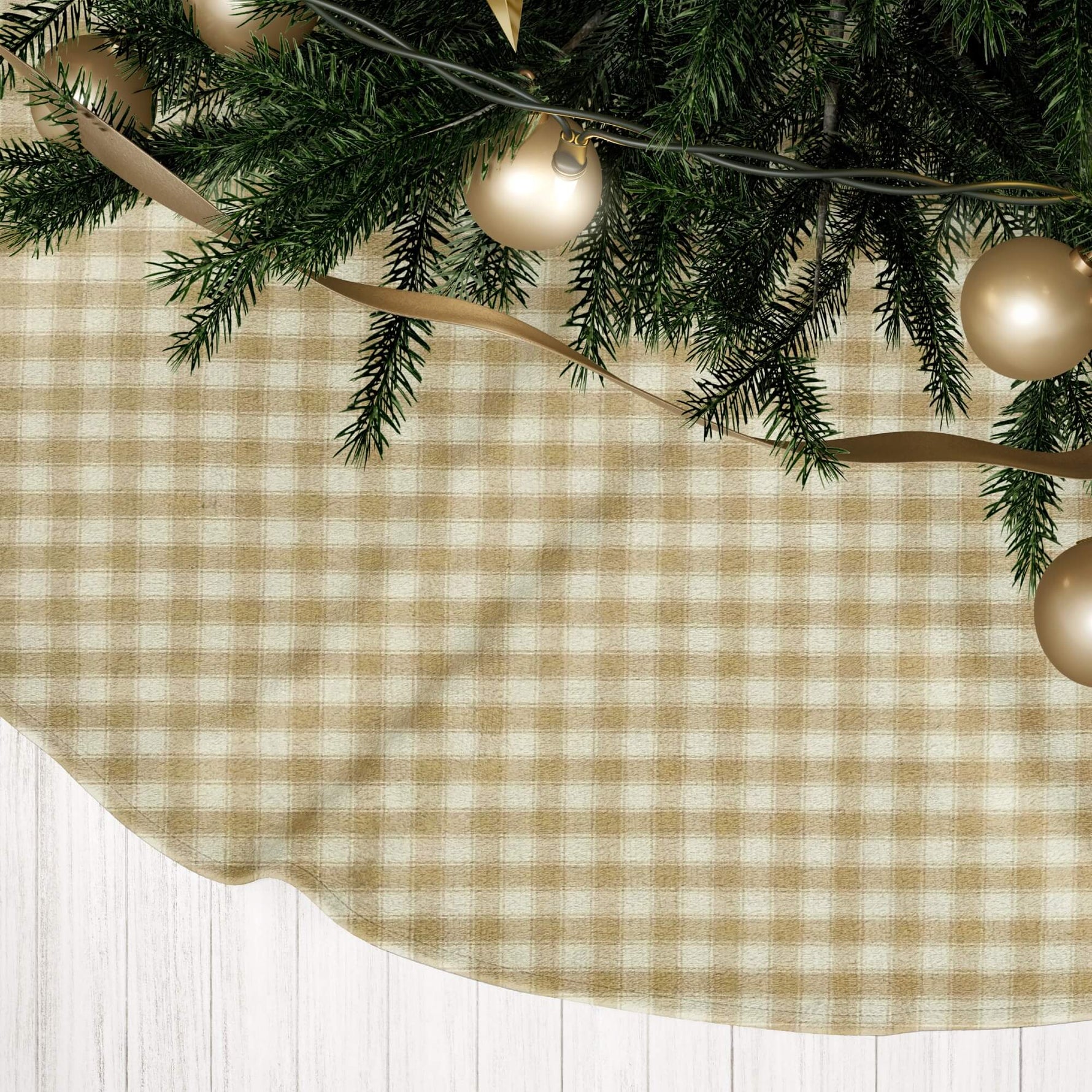 Cream & Beige Plaid Christmas Tree Skirts – Farmhouse Style
