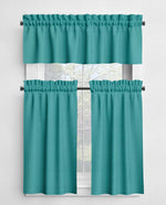 Aqua and Teal Cotton Rod Pocket Valances and Cafe Curtains