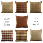 Brown Plaid and Check Homespun Rustic Country Throw Pillow Covers