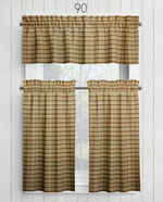 Brown Plaid and Check Homespun Valances and Cafe Curtains