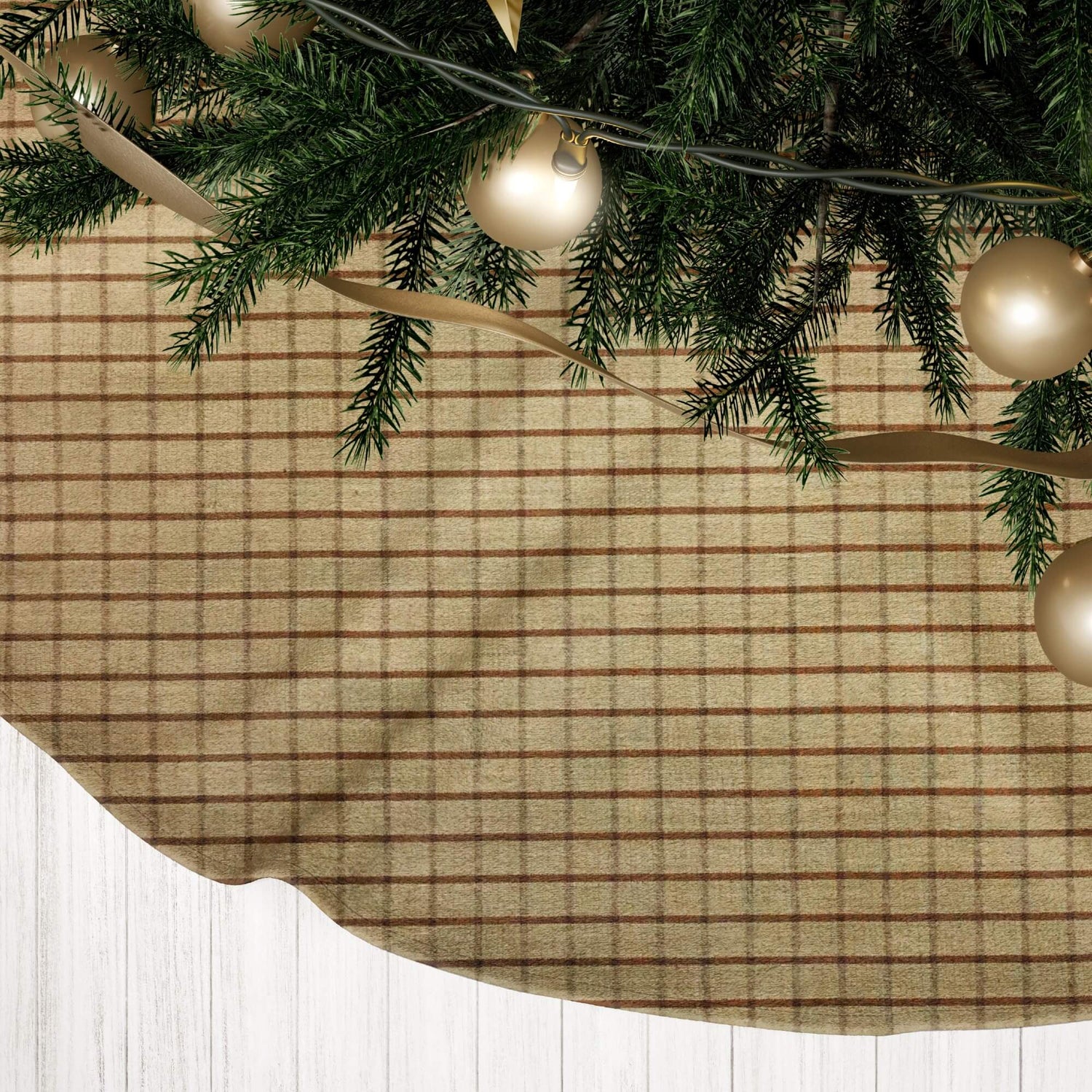 Brown & Tan Plaid Christmas Tree Skirts – Rustic Farmhouse Style