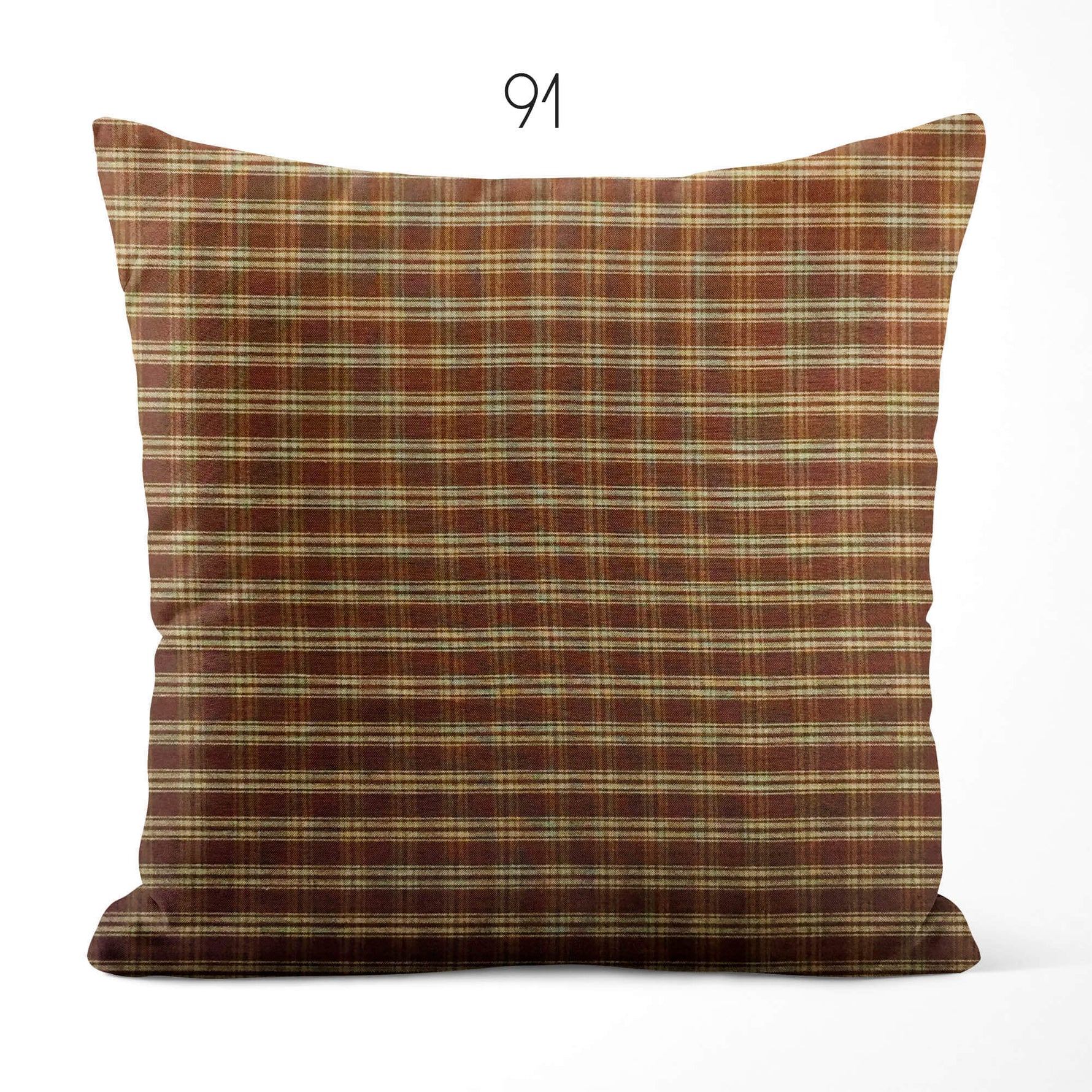Brown Plaid and Check Homespun Rustic Country Throw Pillow Covers