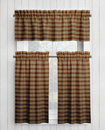 Brown and Tan Homespun Curtains – Rustic Plaid Farmhouse