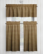 Brown Plaid and Check Homespun Valances and Cafe Curtains