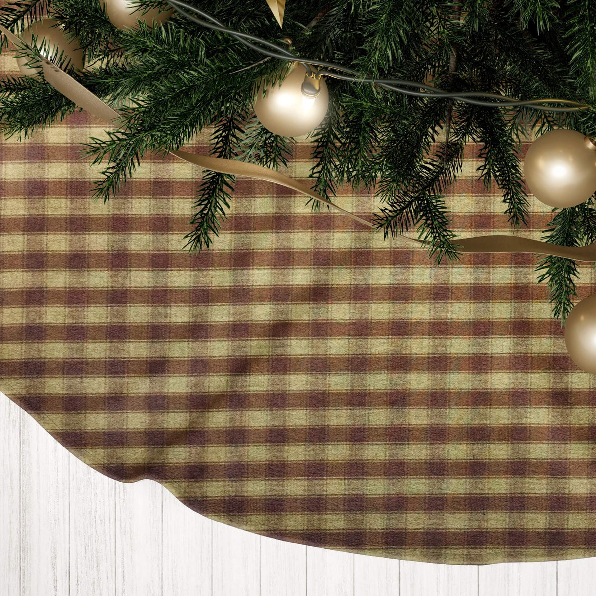 Brown & Tan Plaid Christmas Tree Skirts – Rustic Farmhouse Style