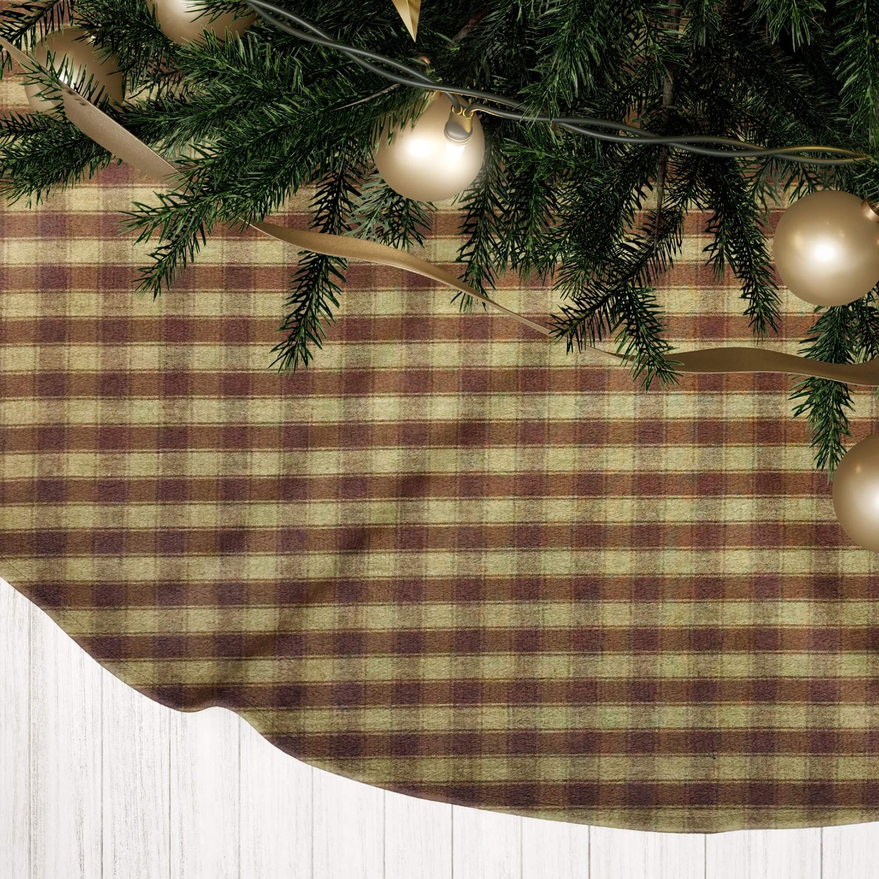 Brown & Tan Plaid Christmas Tree Skirts – Rustic Farmhouse Style